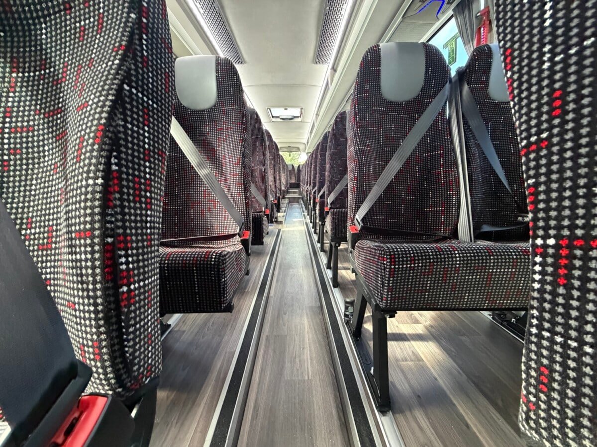 Coach interior seating for group travel