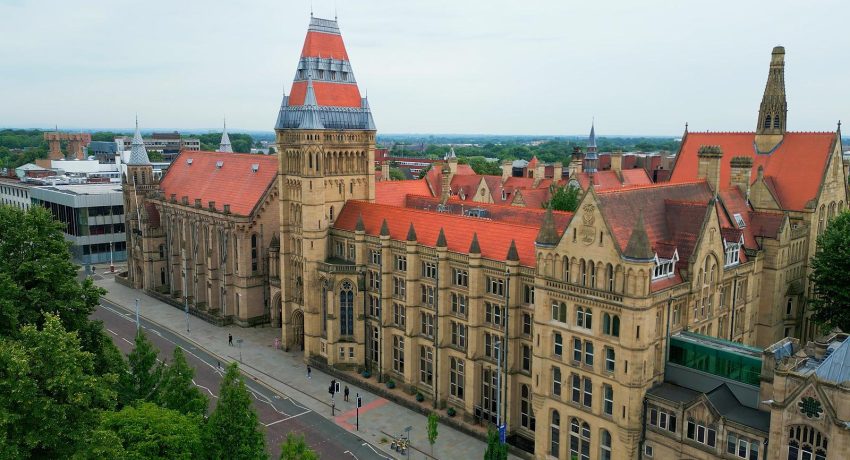 Museum of Manchester at the University Campus - aerial view - MANCHESTER, UNITED KINGDOM - AUGUST 15, 2022
